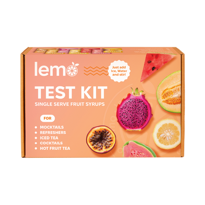 LEMO Syrups Test Kit with 7 single-serve flavors to find your best-sellers. Includes Dragon Fruit, Yuzu, Guava, Passion Fruit, Watermelon, Melon, Ginger with Lime & Honey. MIXOpro Montreal. | Coffret Dégustation LEMO – 7 saveurs pour choisir vos meilleures ventes : Fruit du Dragon, Yuzu, Goyave, Fruit de la Passion, Pastèque, Melon, Gingembre & Miel. MIXOpro Montréal.