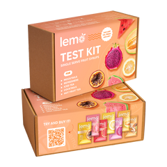 LEMO Syrups Test Kit with drink ideas: Refresher, Italian Soda, Cocktails, and Mocktails. For fast drinks without a bartender. MIXOpro Montreal. | Coffret Dégustation LEMO avec idées boissons : refresher, soda italien, cocktails, mocktails. Boissons rapides sans barman. MIXOpro Montréal.