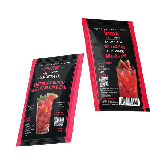 Watermelon Syrup LEMO, Box of 15 pouches x 45ml