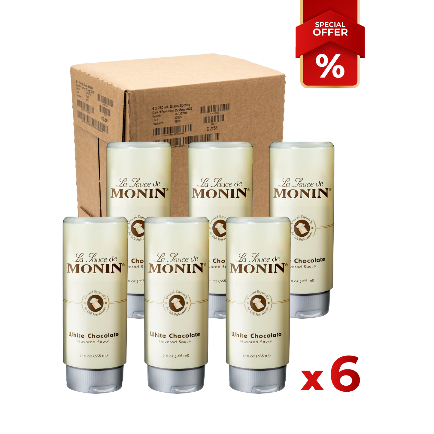Topping de Sauce Chocolat Blanc MONIN, 12oz