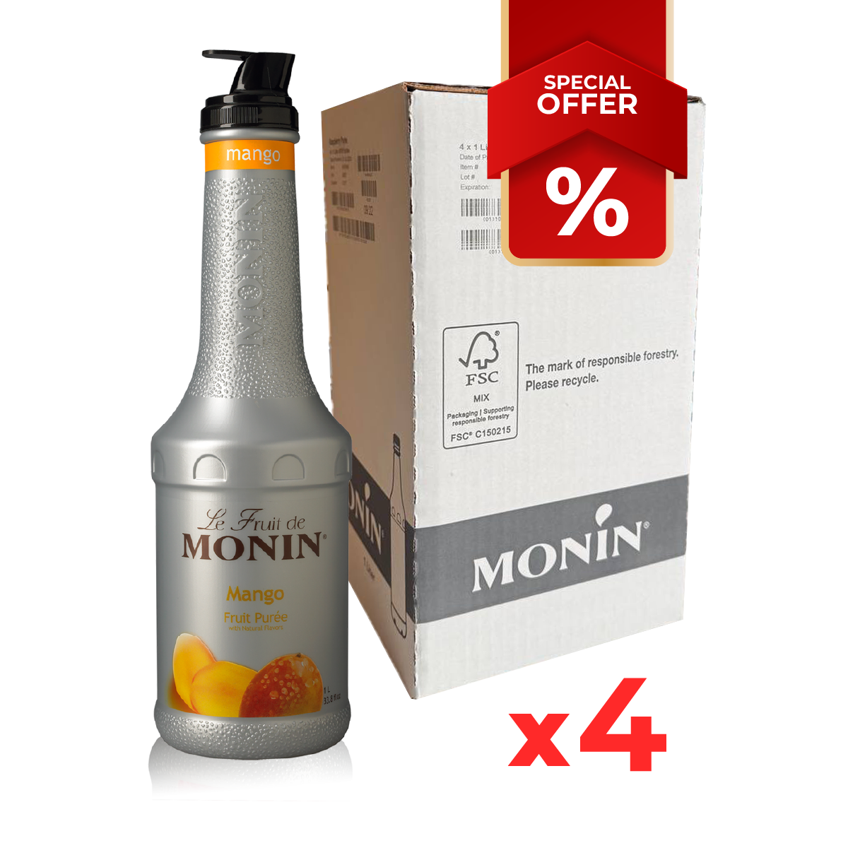 Purée de sirop de mangue MONIN, 1L B2B