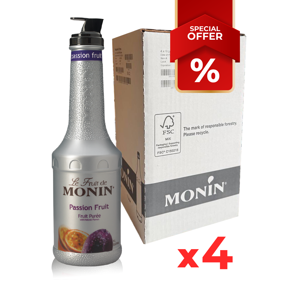 Purée de sirop de fruit de la passion MONIN, 1L B2B