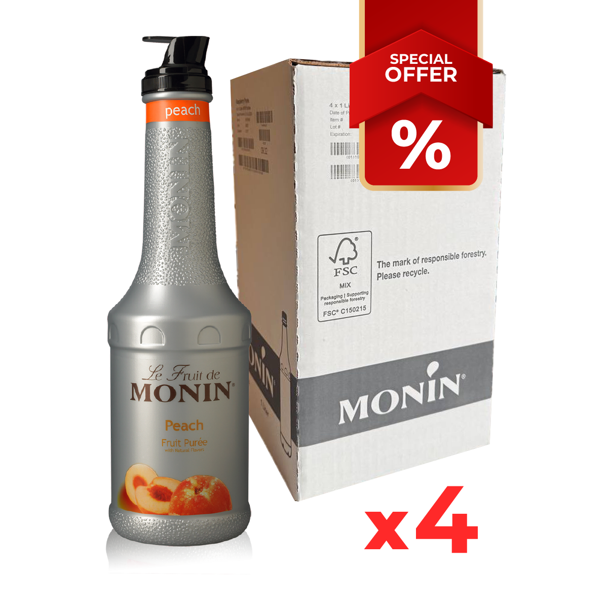 Purée de sirop de pêche MONIN, 1L B2B