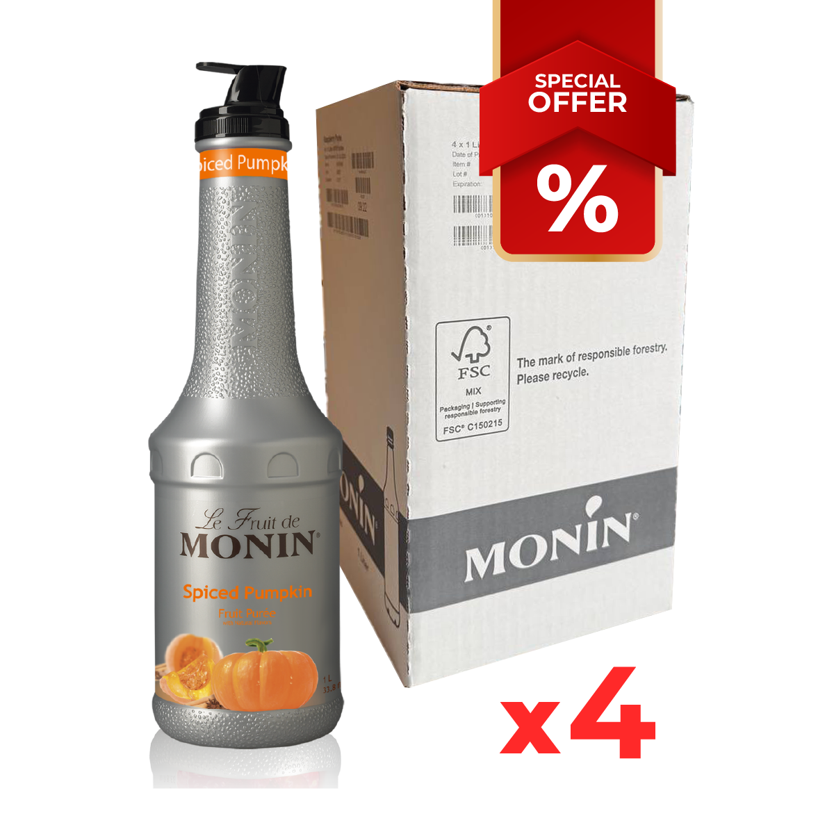 Purée de sirop épicé à la citrouille MONIN, 1L B2B