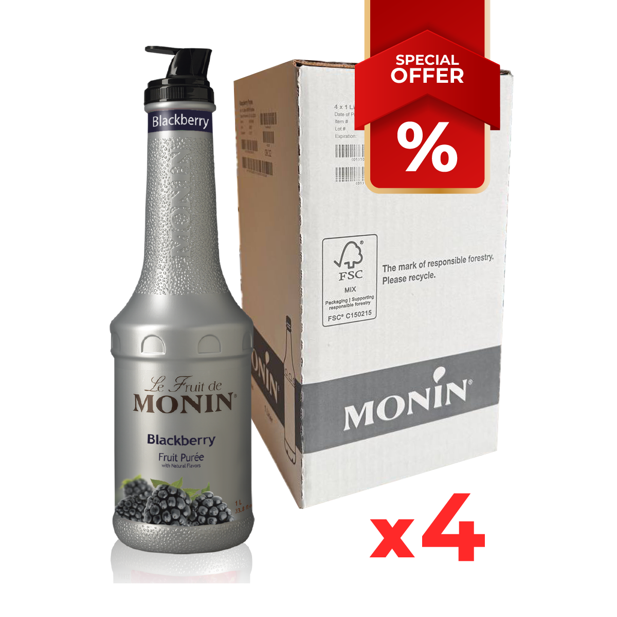 Purée de sirop de fruit de mûre MONIN, 1L B2B