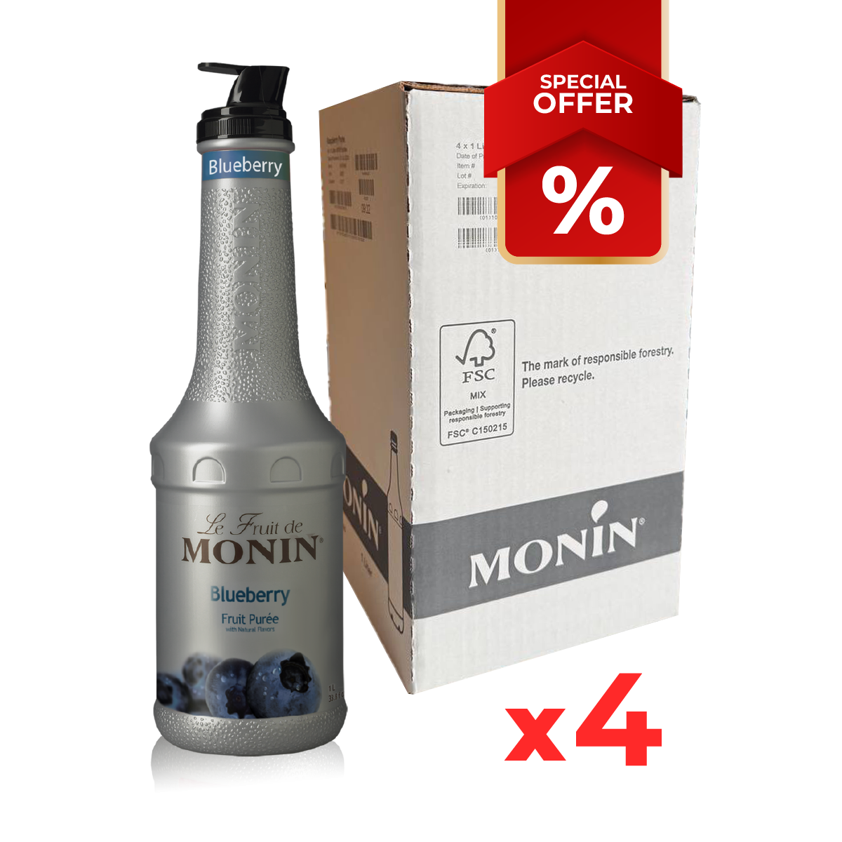 Purée de sirop de myrtille MONIN, 1L B2B