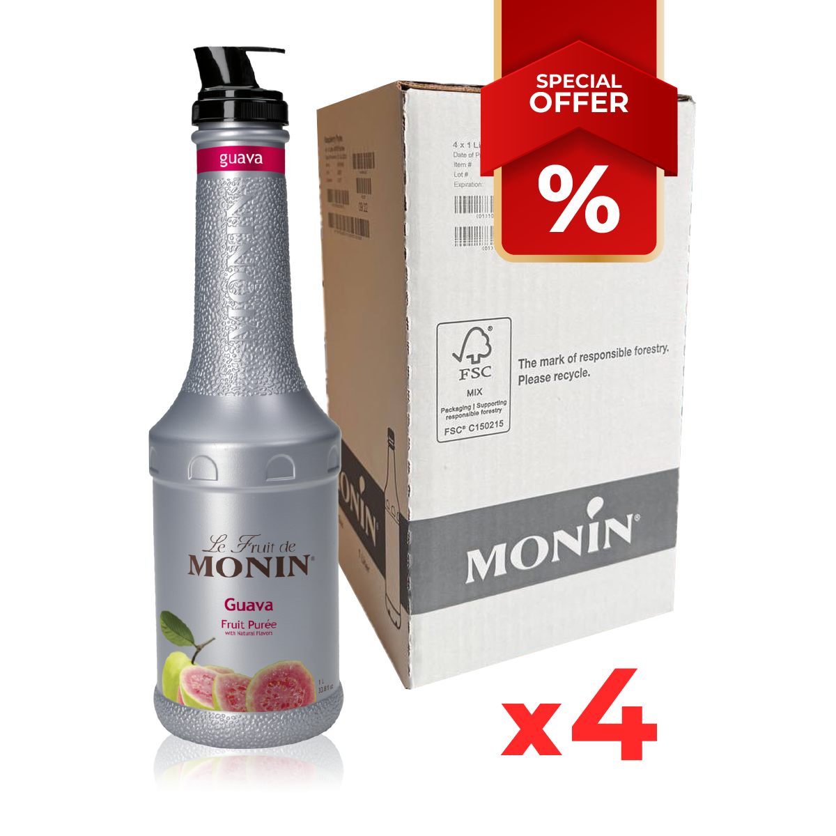 Purée de sirop de goyave MONIN, 1L B2B