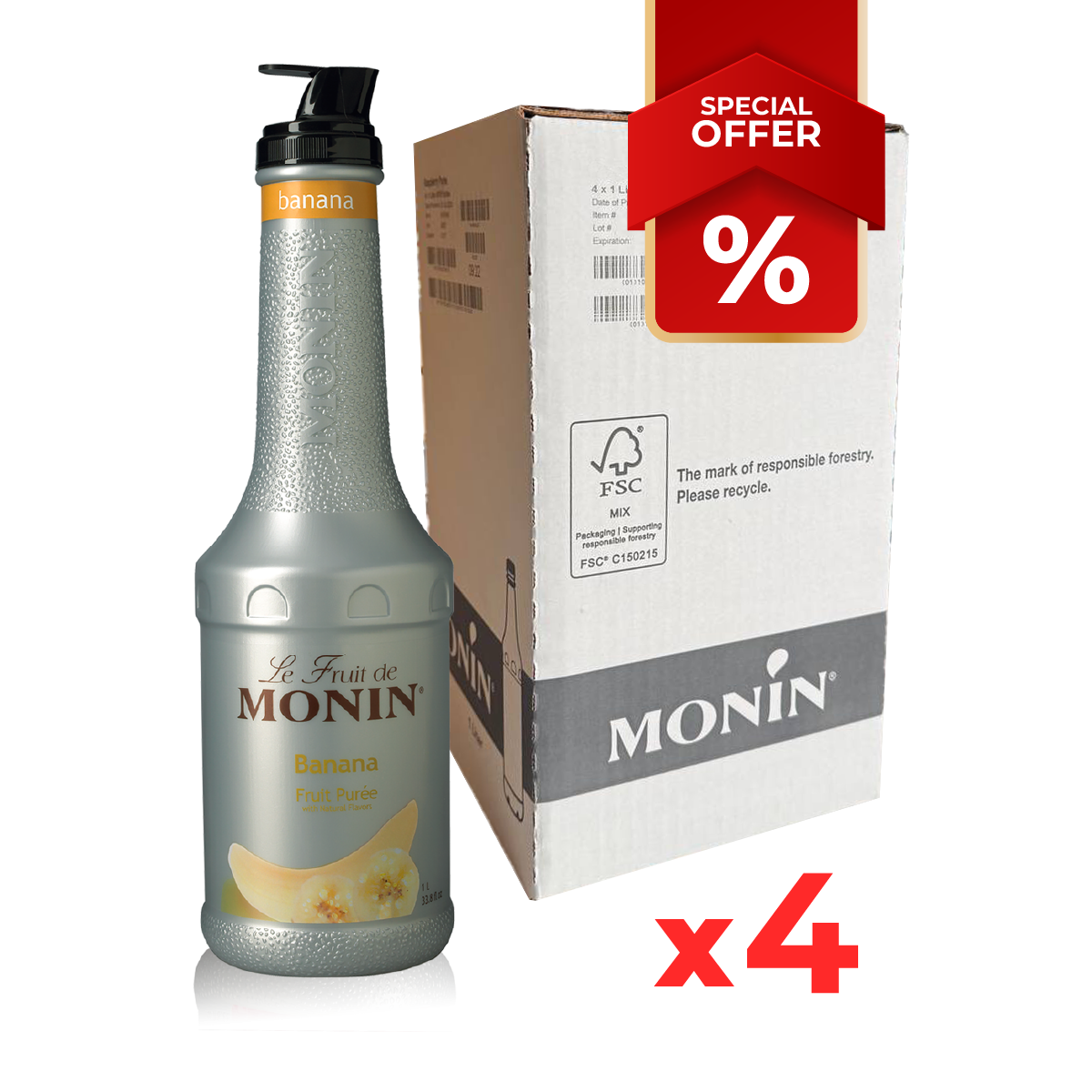 Purée de sirop de fruit de banane MONIN, 1L B2B