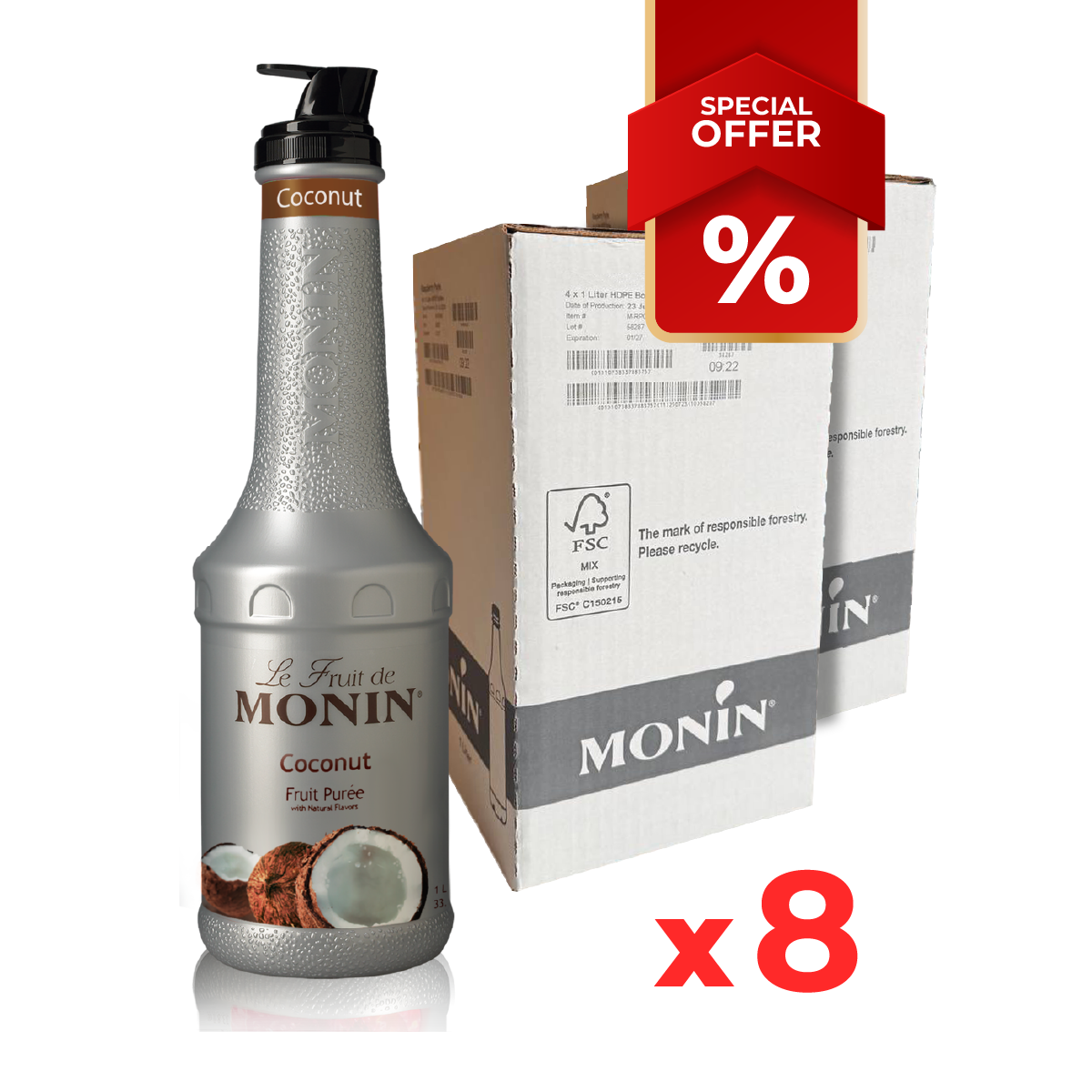 Purée de sirop de noix de coco MONIN, 1L B2B