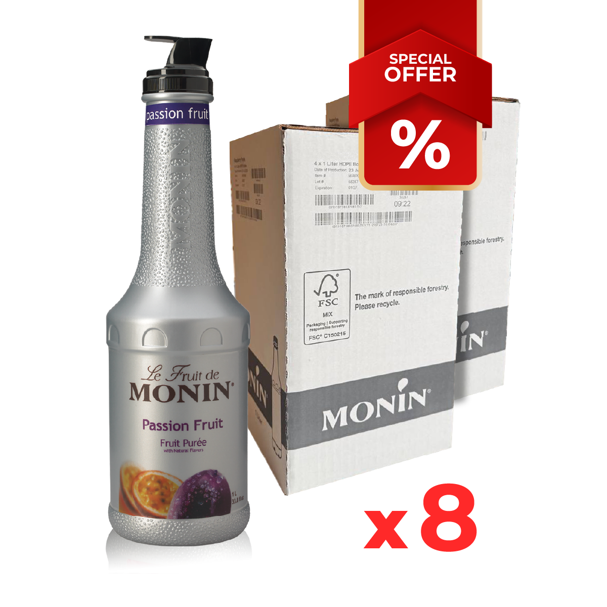 Purée de sirop de fruit de la passion MONIN, 1L B2B