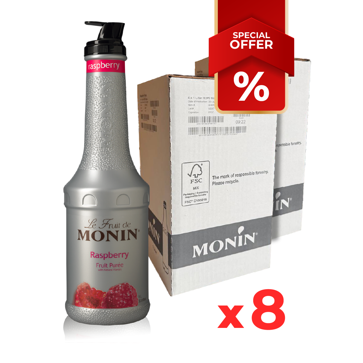 Raspberry Syrup puree MONIN, 1L B2B