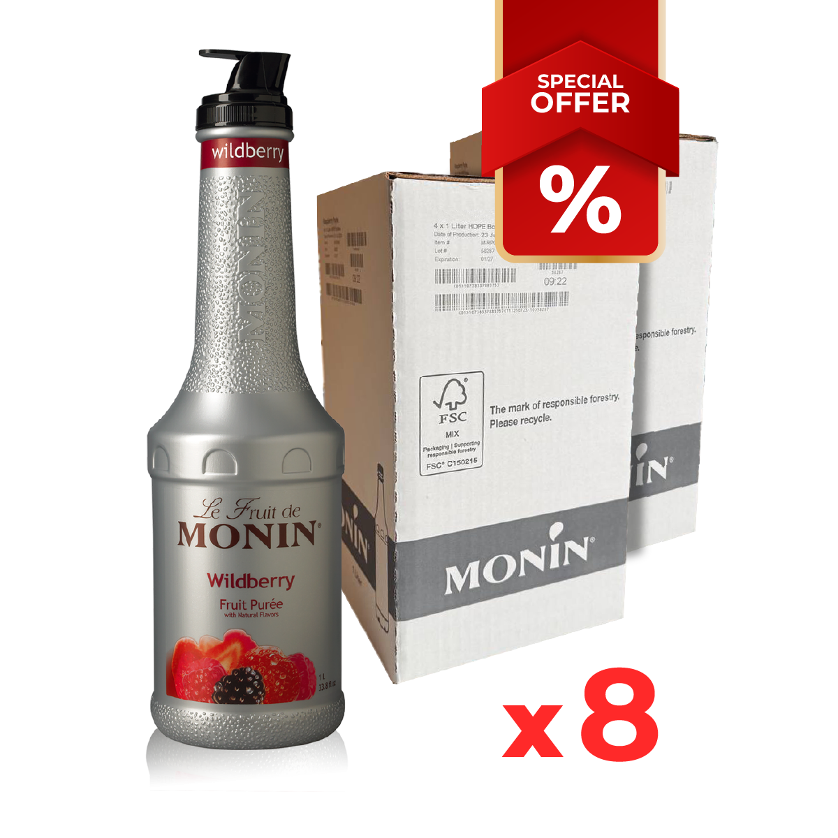 Wildberry Puree Syrup MONIN, 1 L B2B