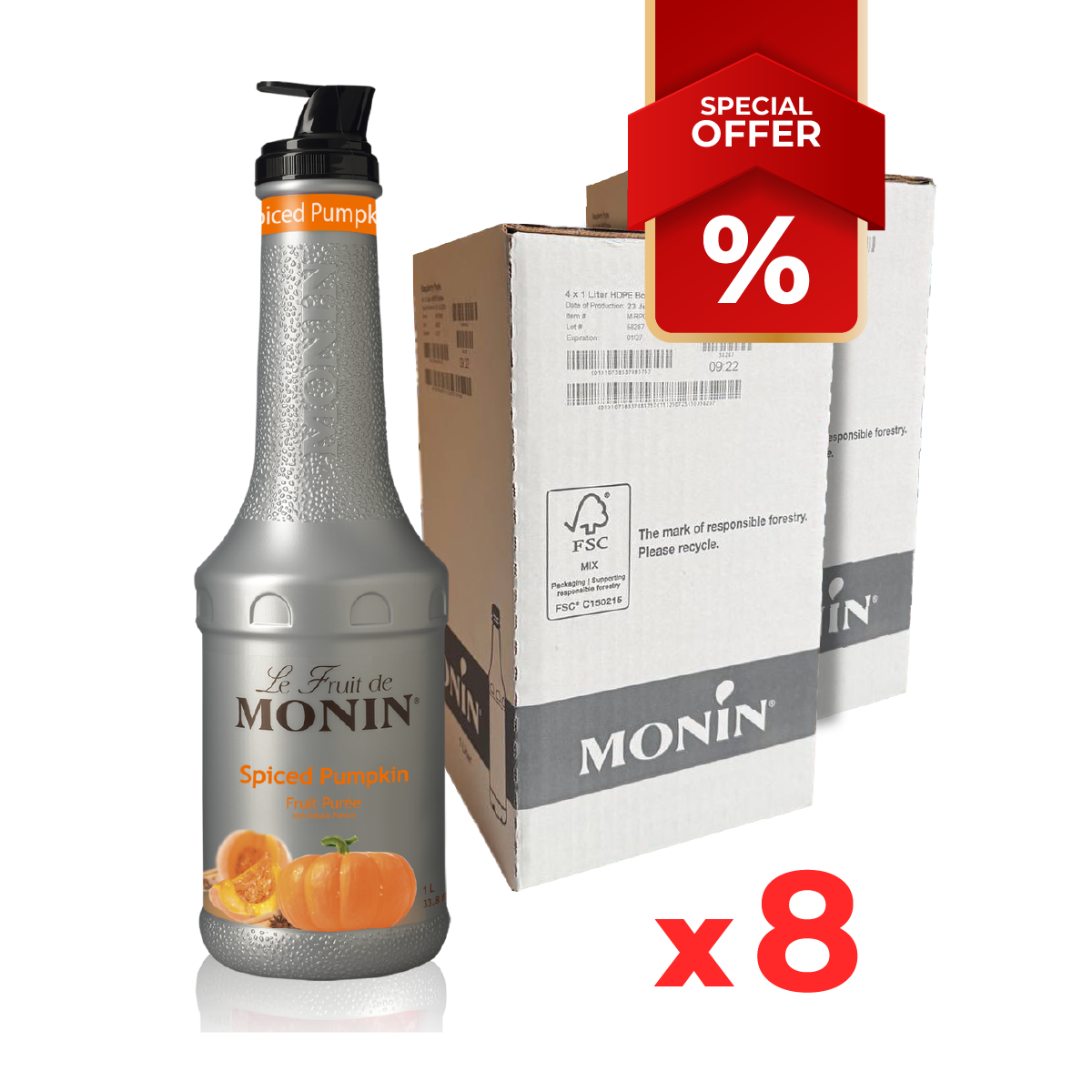 Purée de sirop épicé à la citrouille MONIN, 1L B2B
