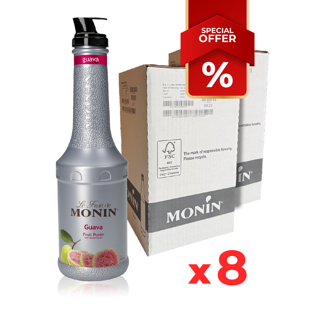 Purée de sirop de goyave MONIN, 1L B2B
