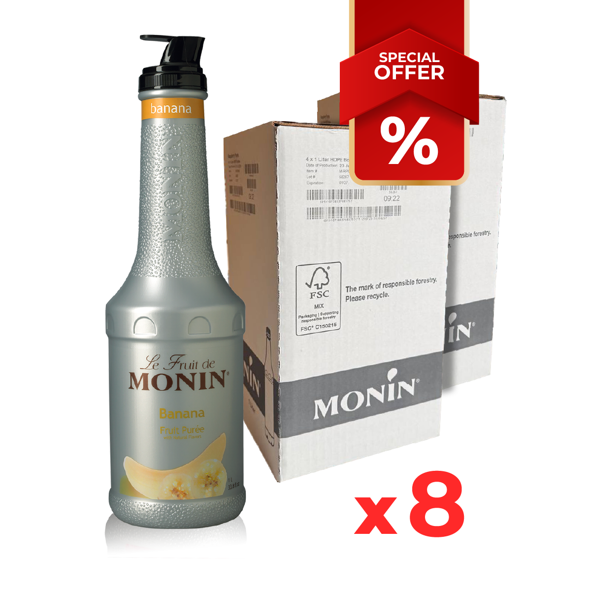 Purée de sirop de fruit de banane MONIN, 1L B2B