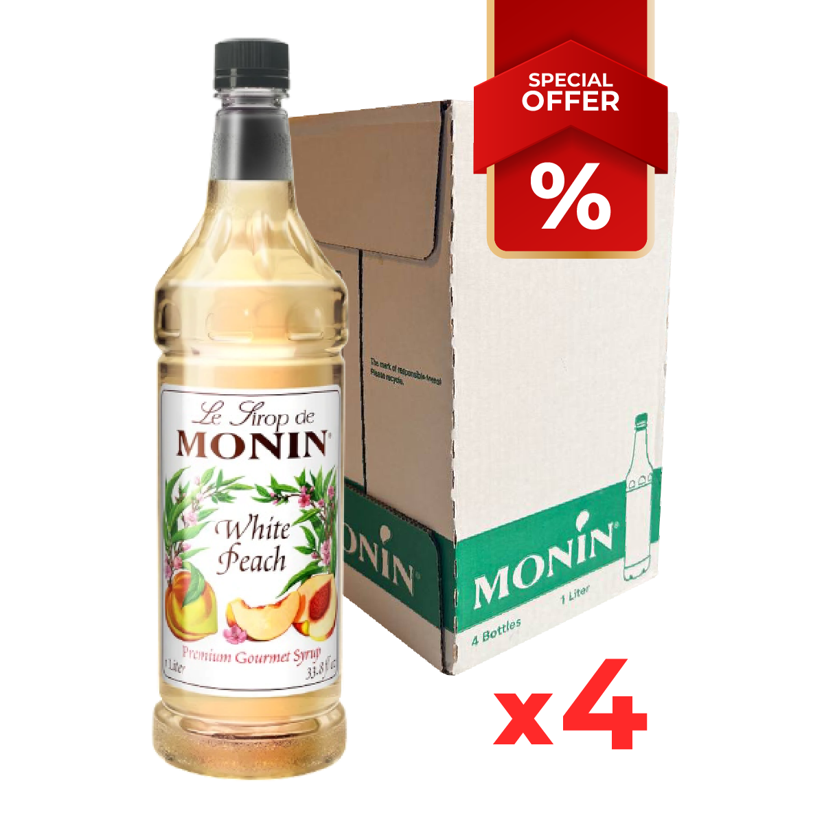 White Peach Syrup MONIN, 1L