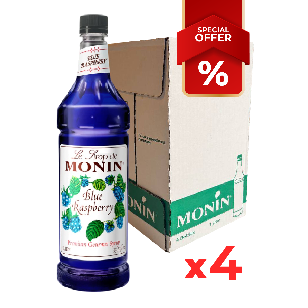 Sirops de framboise bleue MONIN, 1L