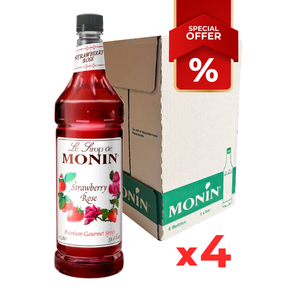 Strawberry Rose Syrup MONIN 1L