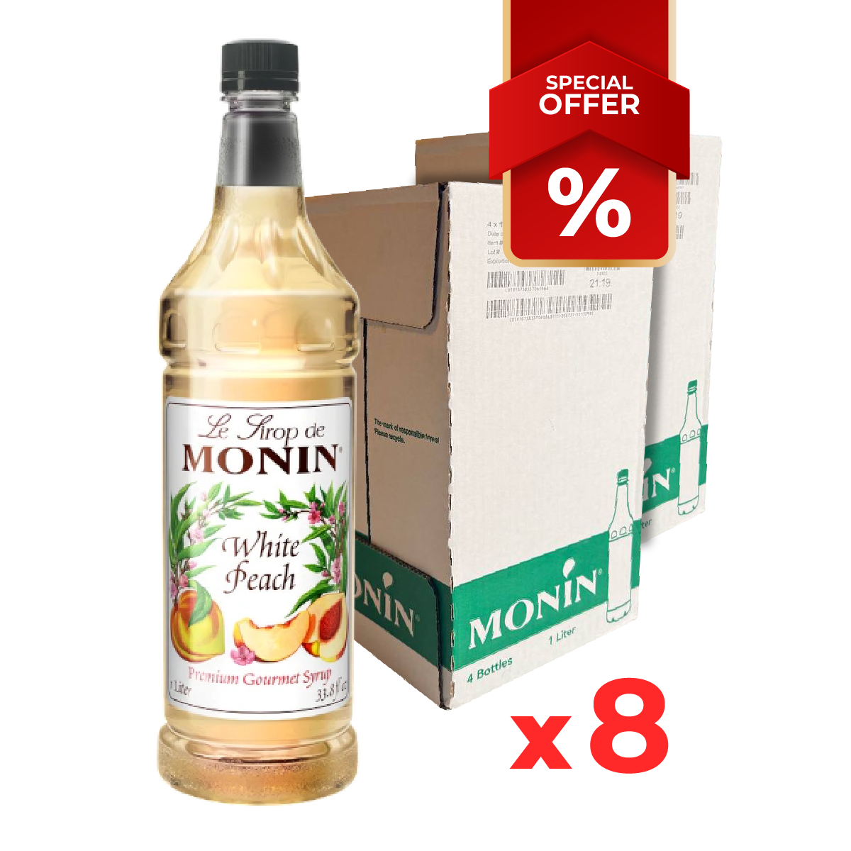 White Peach Syrup MONIN, 1L