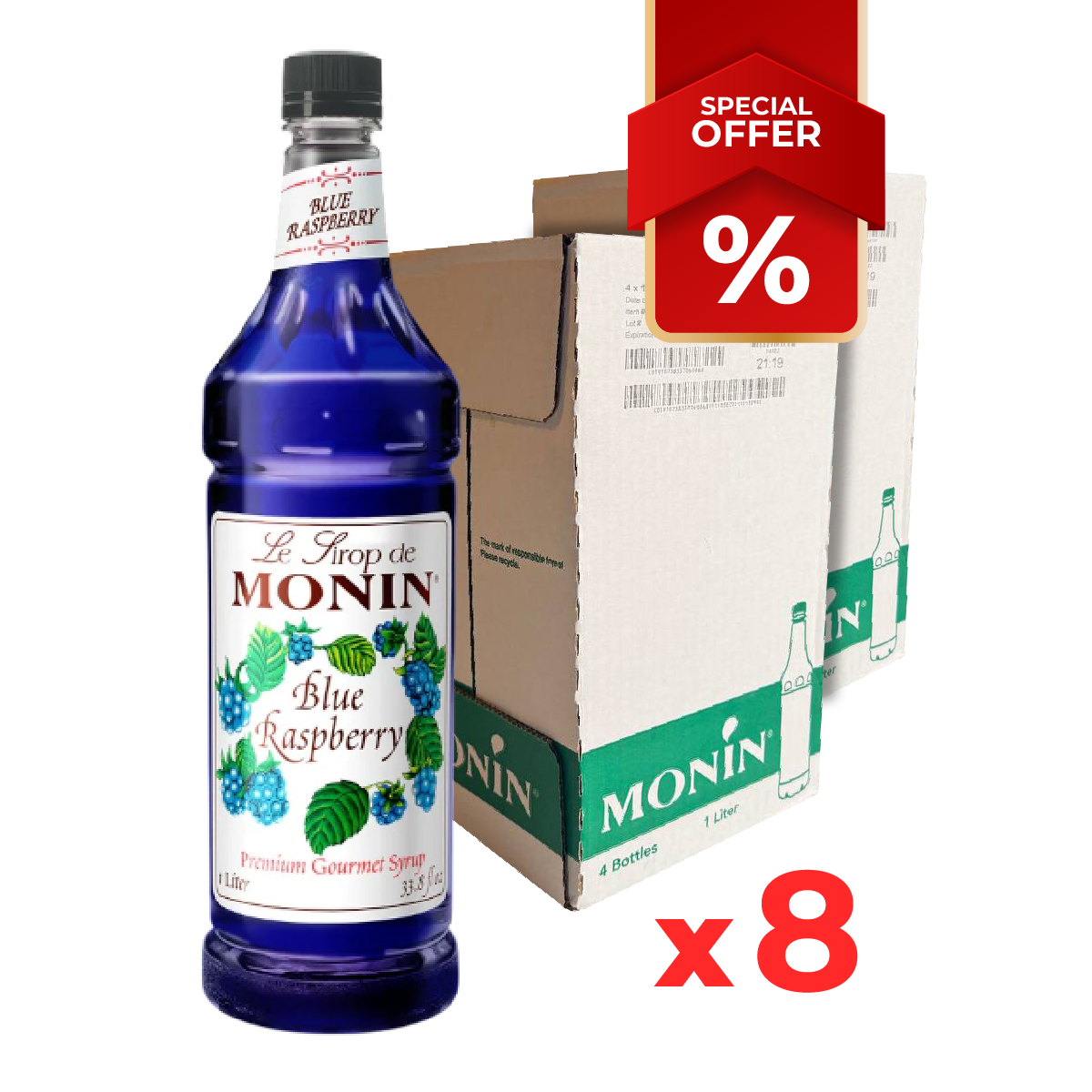Sirops de framboise bleue MONIN, 1L