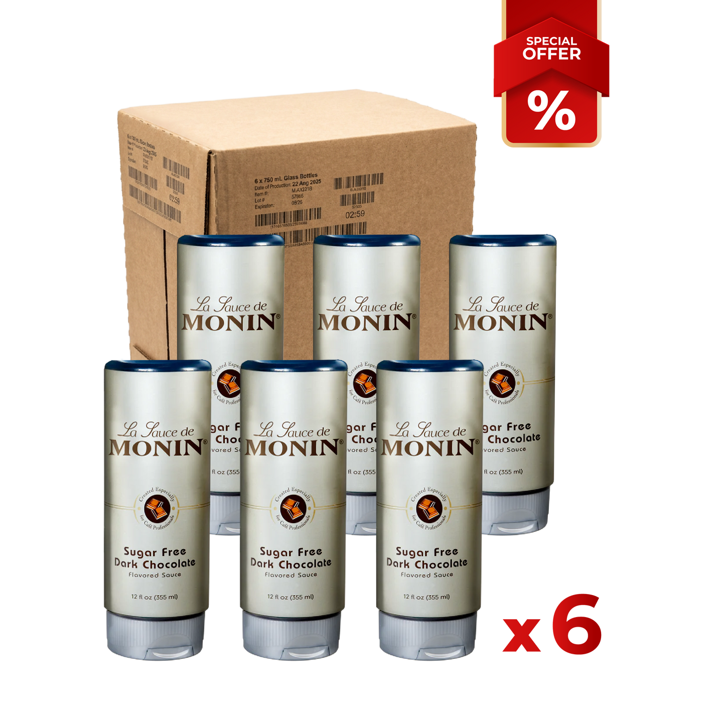 Topping de Sauce Chocolat Noir Sans Sucre MONIN, 12oz