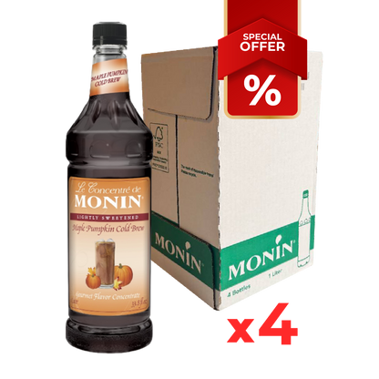 Concentré de café infusé à froid à la citrouille et au sirop d'érable MONIN, 1L