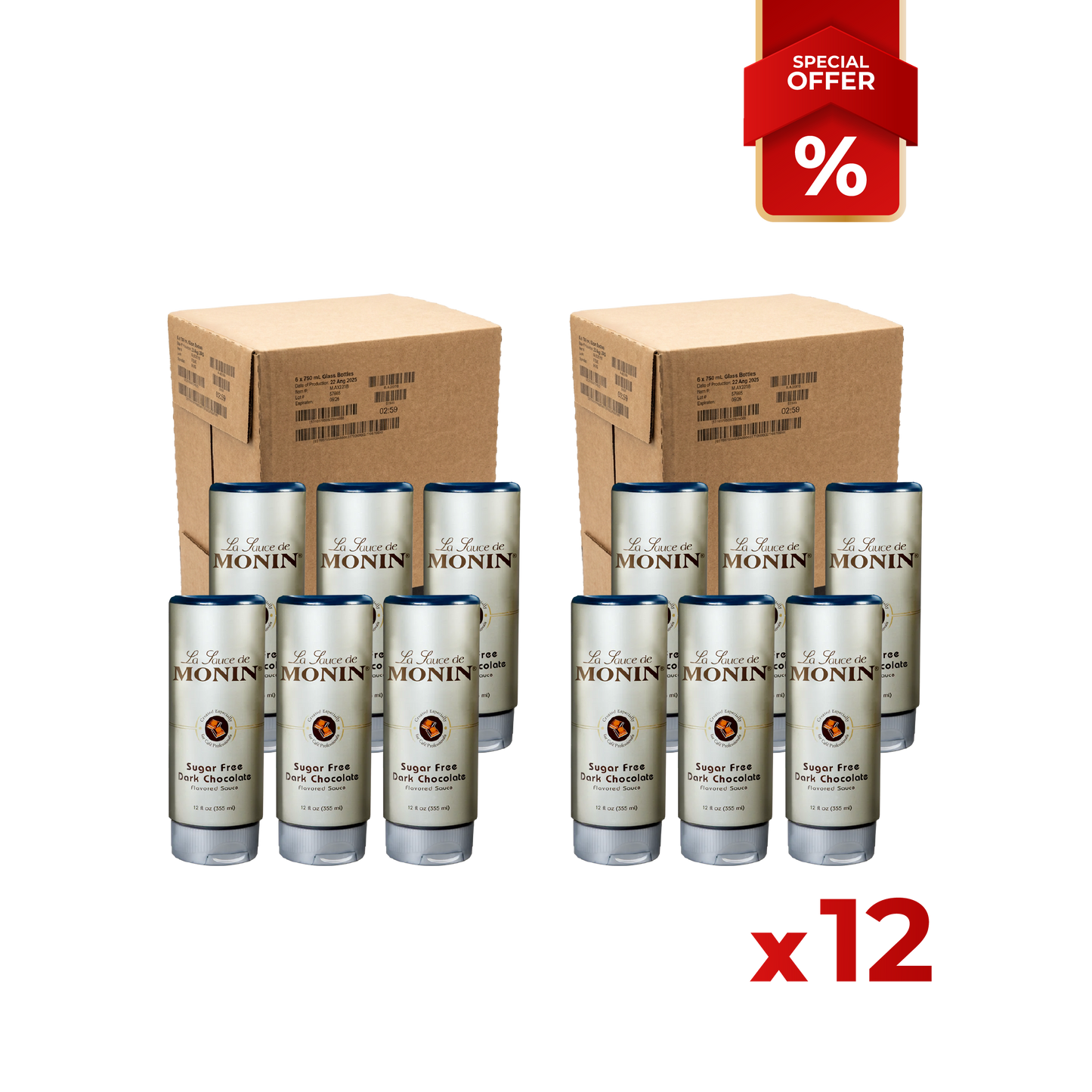 Topping de Sauce Chocolat Noir Sans Sucre MONIN, 12oz