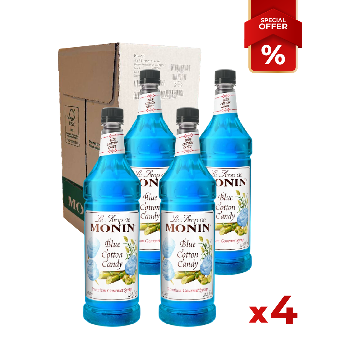 Blue Cotton Candy Syrup MONIN, 1L