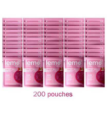 Single LEMO Syrup Sachet 45ml – Dragonfruit Flavor. Natural portioned syrup for cocktails, mocktails and iced drinks. From MIXOpro.Store, Canada | Sachet individuel de sirop LEMO 45ml – Saveur fruit du dragon. Sirop naturel portionné pour cocktails, mocktails et boissons glacées. MIXOpro.Store, Canada
