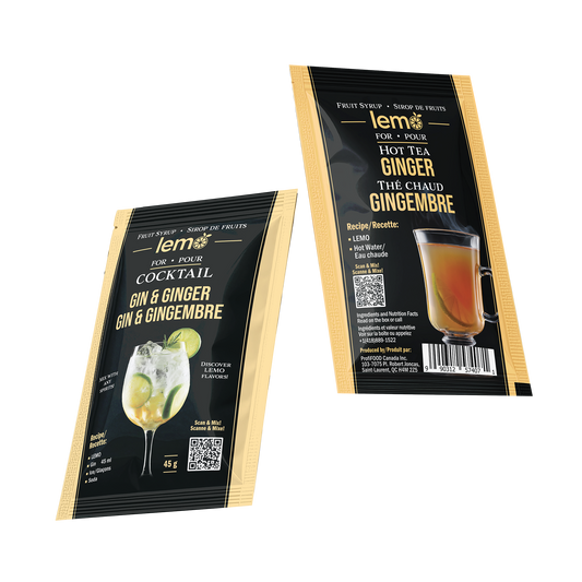 Ginger with Lime&Honey Syrup LEMO, Box of 15 pouches x 45ml