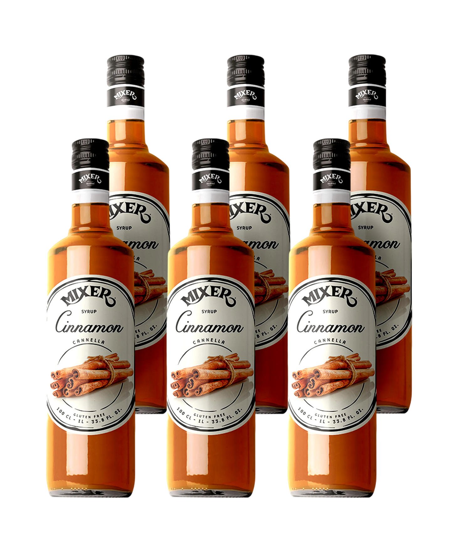Cinnamon cocktail syrup – Pack of 6 x 1L – Discounted B2B wholesale Mixopro deal | Sirop cocktail à la cannelle – Pack de 6 x 1L – Vente en gros B2B à prix réduit Mixopro