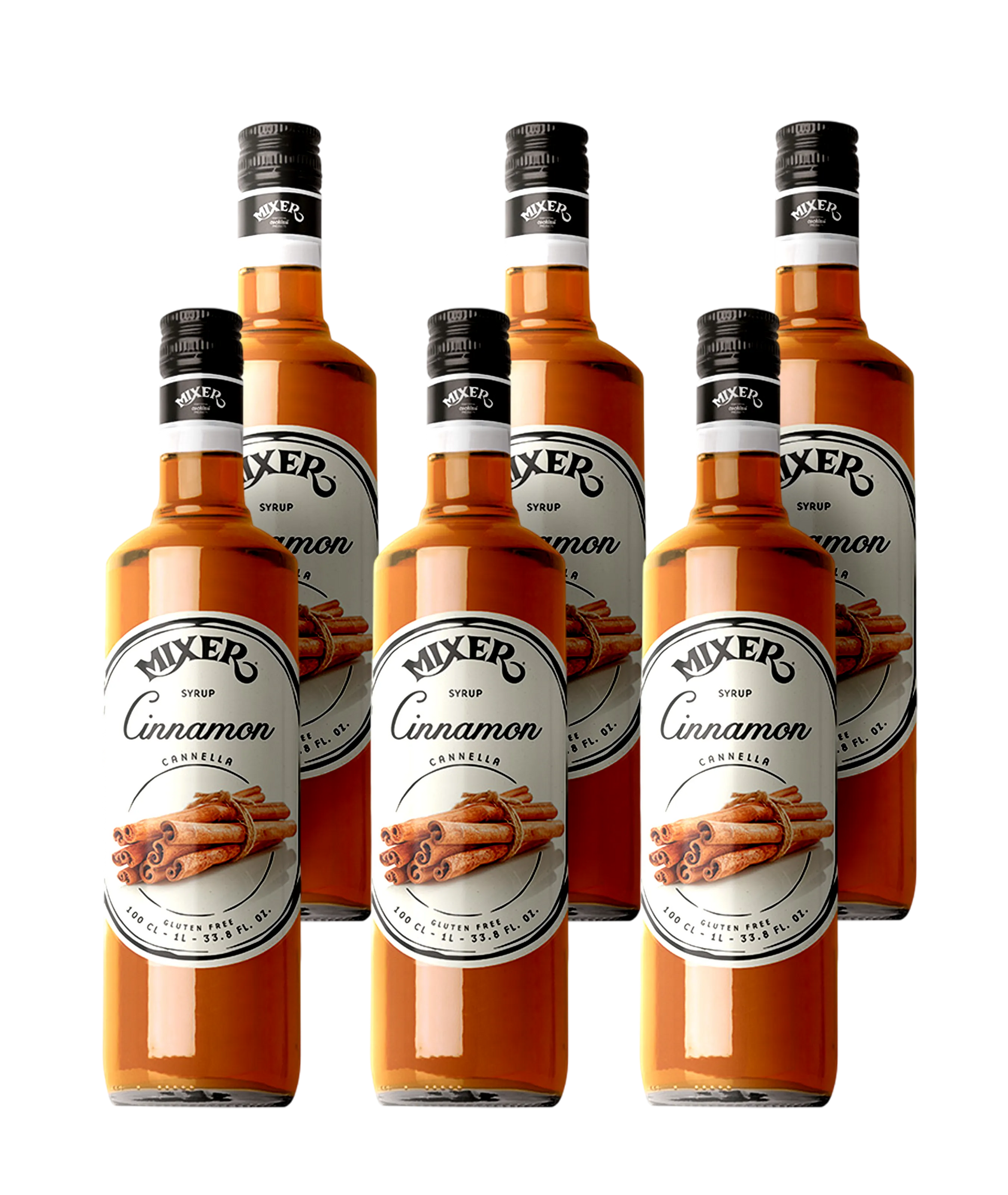 Cinnamon cocktail syrup – Pack of 6 x 1L – Discounted B2B wholesale Mixopro deal | Sirop cocktail à la cannelle – Pack de 6 x 1L – Vente en gros B2B à prix réduit Mixopro