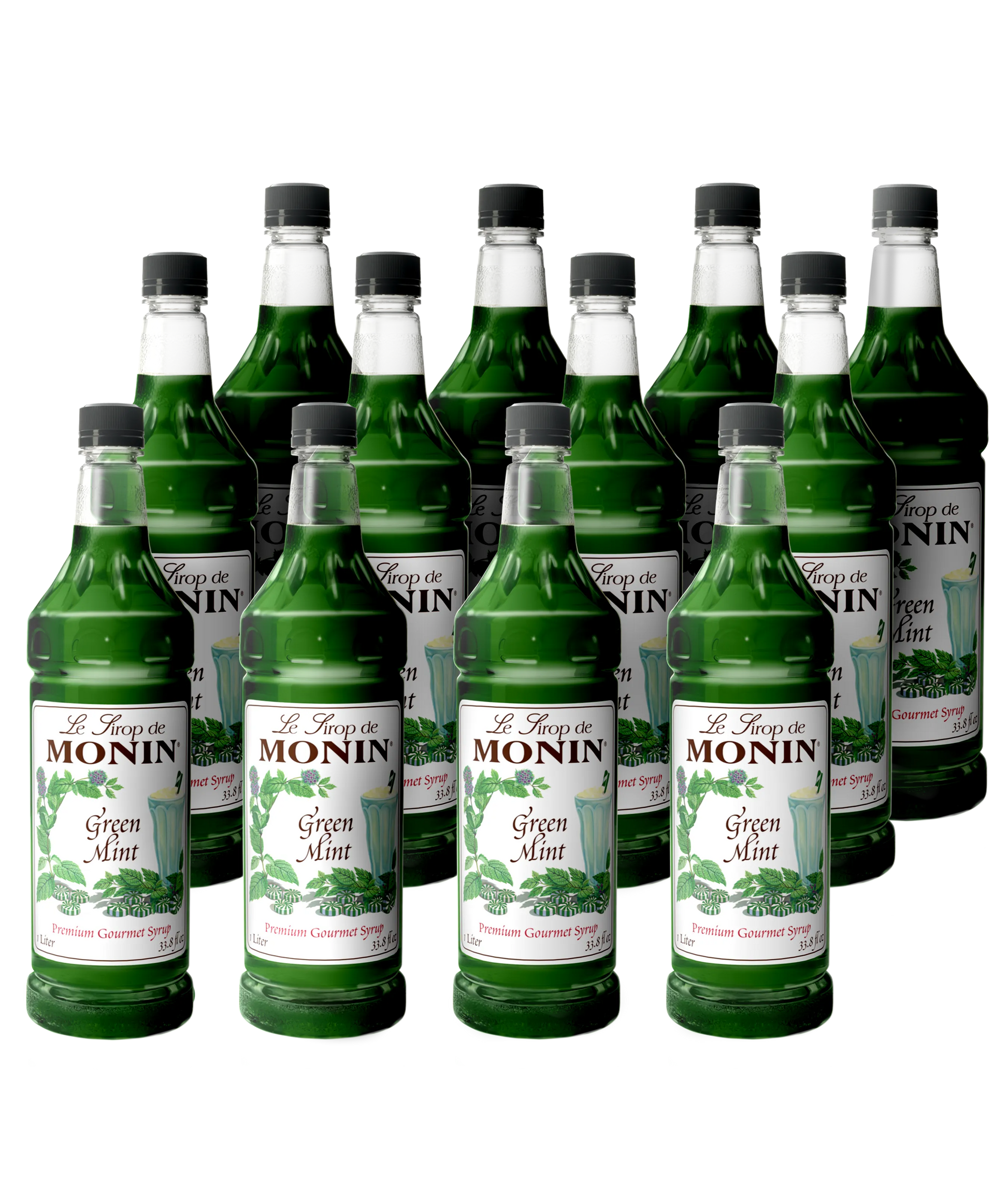 Green Mint Monin cocktail syrup, pack of 12 x 1L – B2B bulk purchase from Mixopro | Sirop de Menthe, Vert Monin pour cocktails, 12 x 1L – B2B en vrac à prix réduit