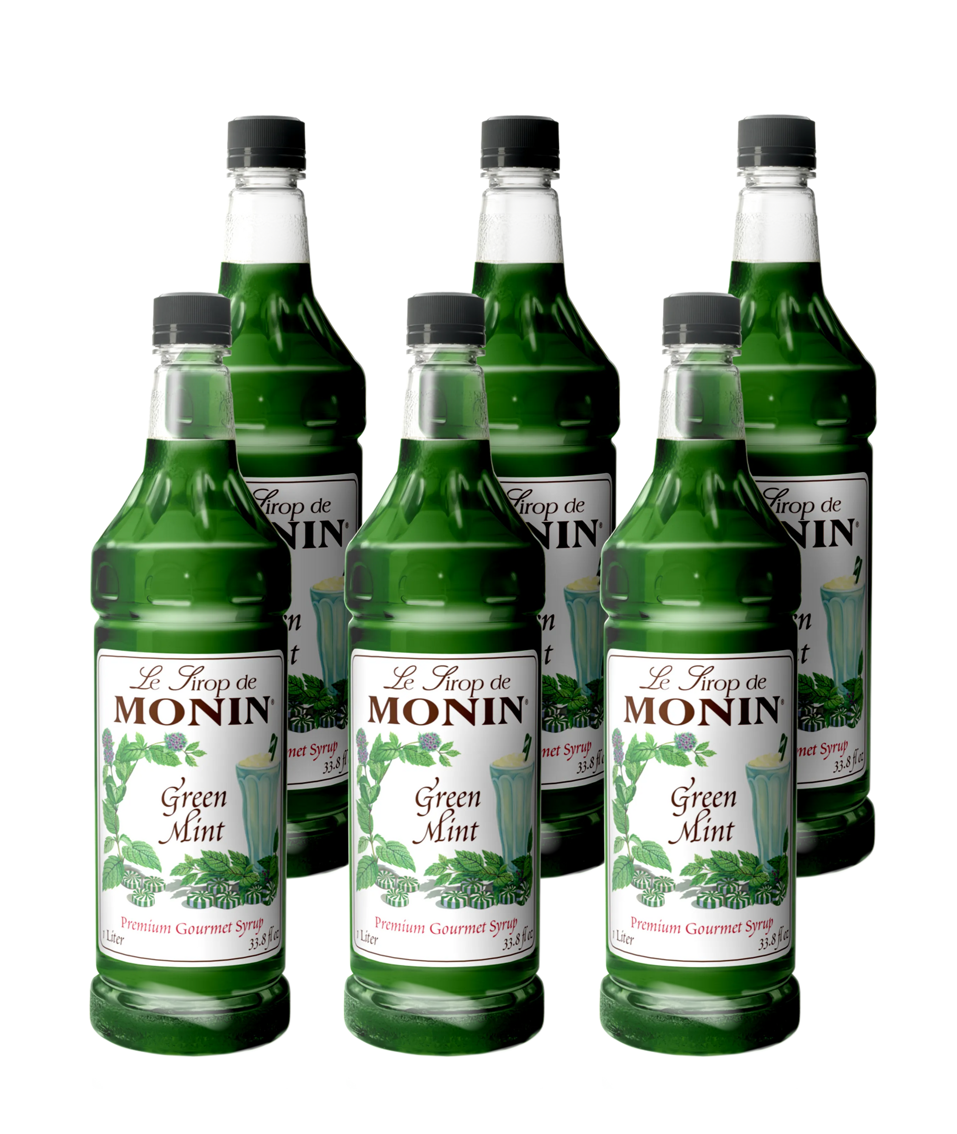 Green Mint Monin cocktail syrup, pack of 6 x 1L – B2B bulk purchase from Mixopro | Sirop de Menthe, Vert Monin pour cocktails, 6 x 1L – B2B en vrac à prix réduit