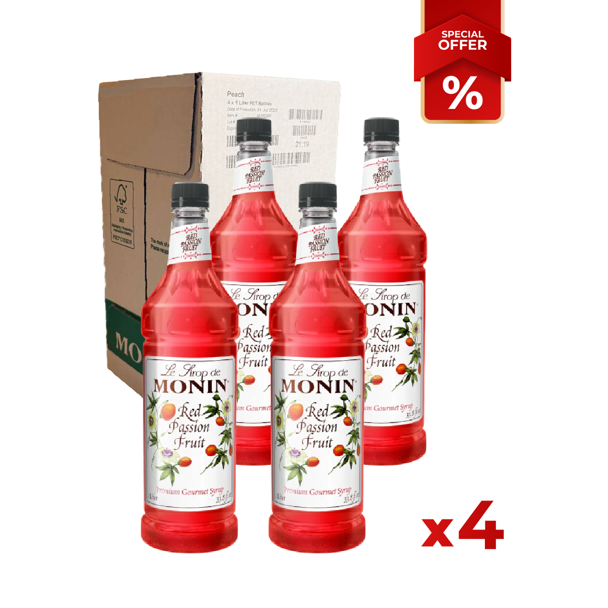 Sirop de Fruit de la Passion Rouge MONIN, 1L