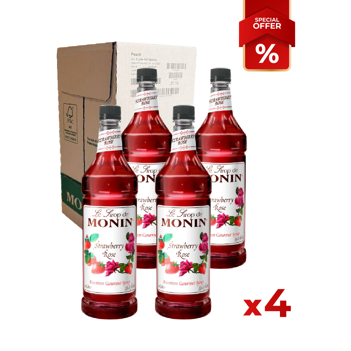 Sirop de Fraise Rose MONIN 1L